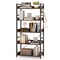 57-Inch Rustic Brown Industrial Storage Rack with 5 Shelves and Removable Hanging Hooks